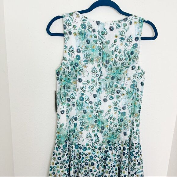 NWT Donna Morgan Floral Chiffon Turquoise Multi Dress - Picture 9 of 11
